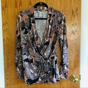 {Cache} Faux Wrap Silky Top - Large